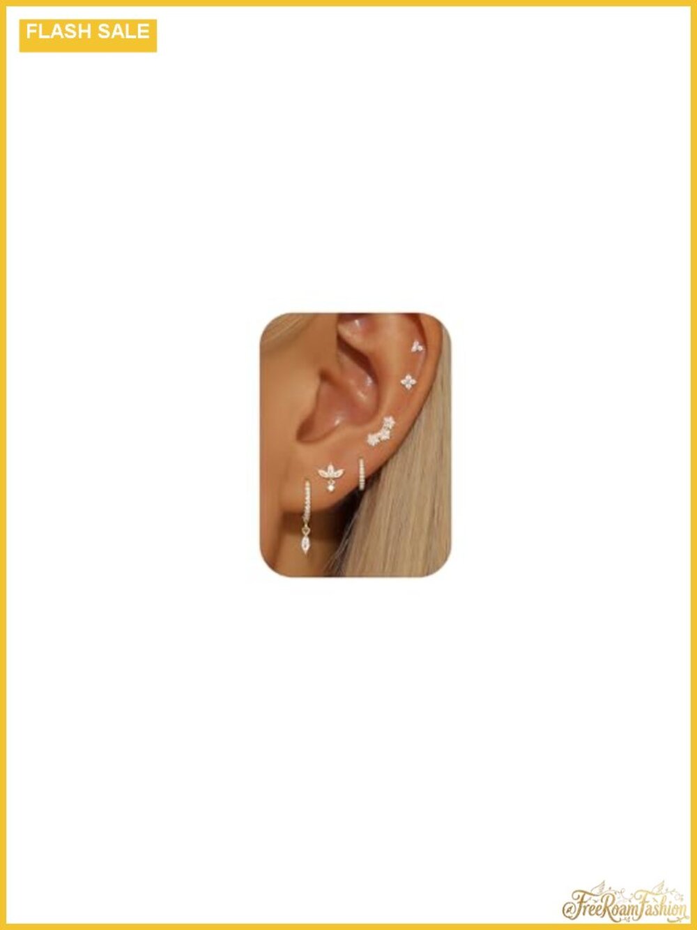 6 Pairs 14K Gold Plated Dainty Stud Hoop Earrings Set Hypoallergenic Flat Back